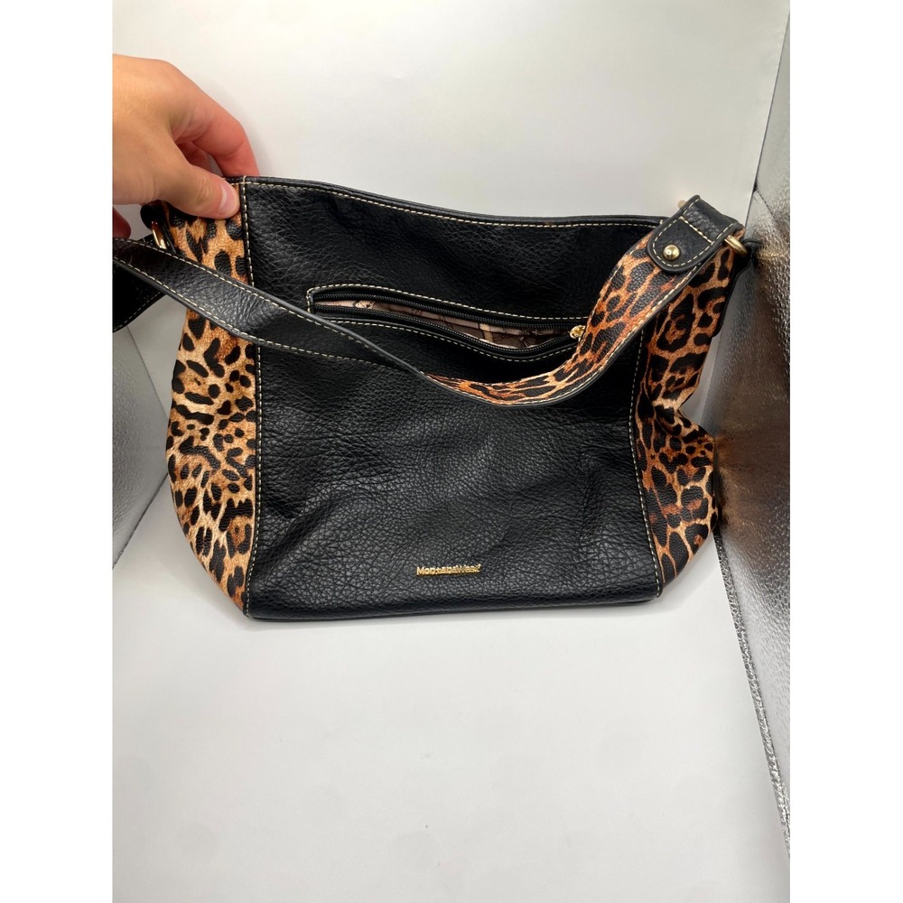 Montana West Hobo Bag Womens Black Leopard Print Vegan Leather Shoulder Bag